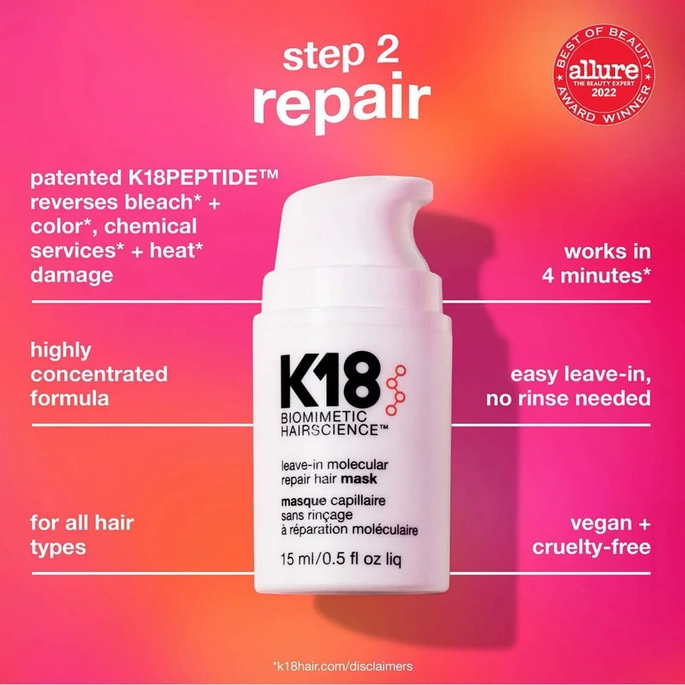 K18 DAMAGED HAIR RESCUE SET 3 Minis:Detox Shampoo/Repair Mask/Protectant NIB! - Picture 4 of 15